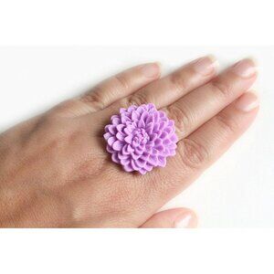 Lilac Purple Flower Ring Adjustable Chrysanthemum Ring - more colours available